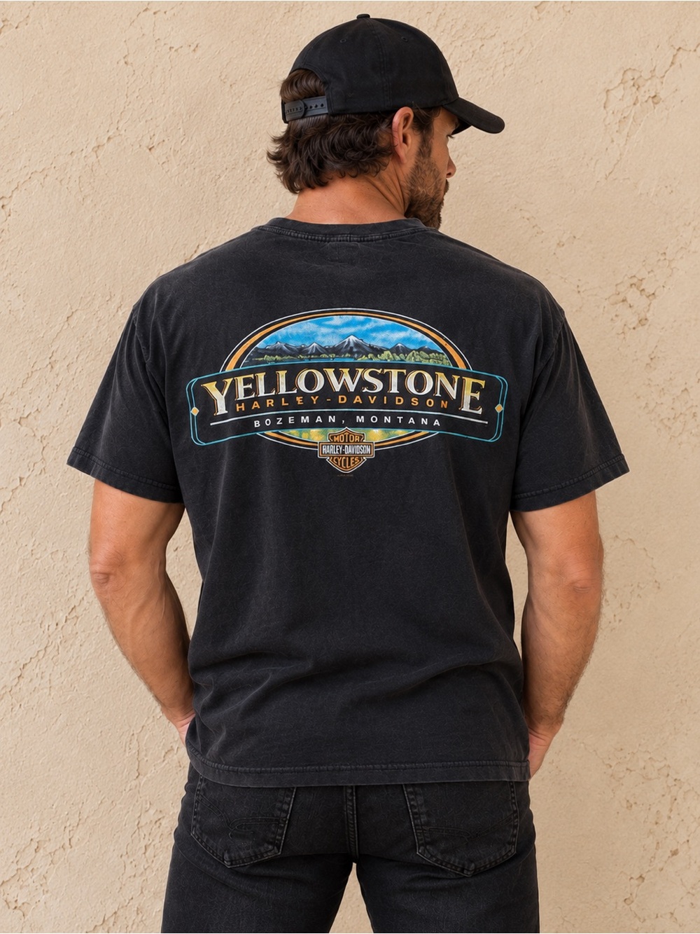 Harley-Davidson Yellowstone Bozeman MT HD T-Shirt Vintage Black Size Large L